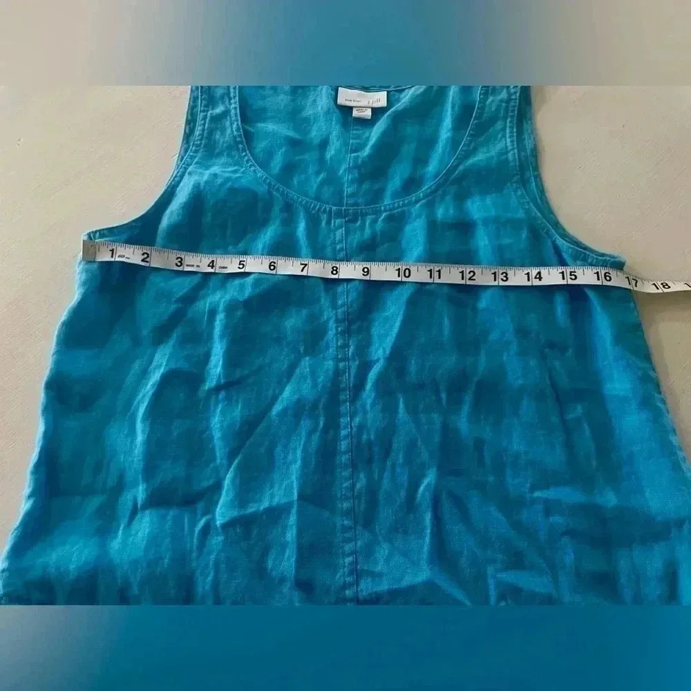J Jill Dress Womens Blue Linen Shift Pockets Knee Length Lagenlook Capsule SZ S - Picture 5 of 6